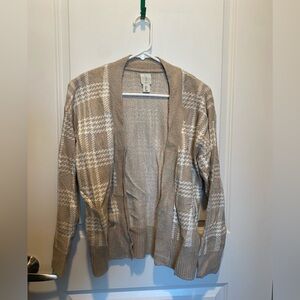 Joie Beige and White Checkered Cardigan